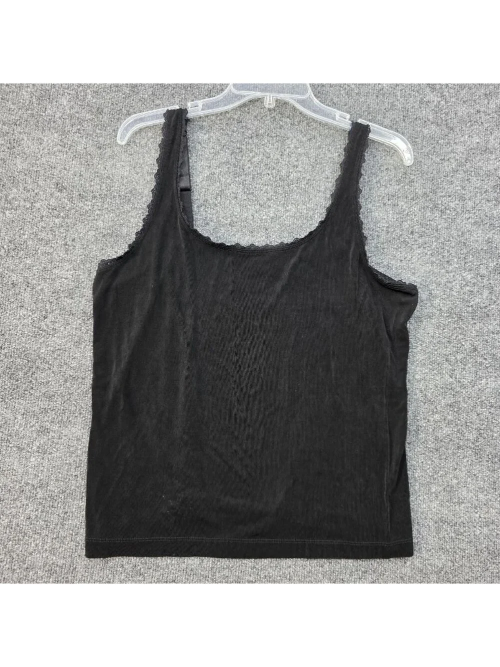 Chico's Lace Trim Cami 3 XL Black Stretch Coquette Gothic Layers Y2K Dark Fairy